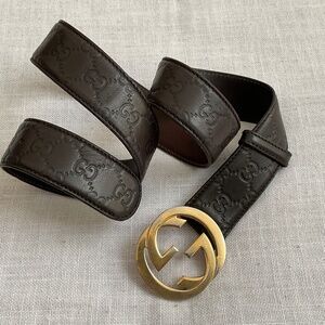 Gucci Guccissima Embossed Brown Leather Gg Marmont Belt Size 90/36 Made in Italy